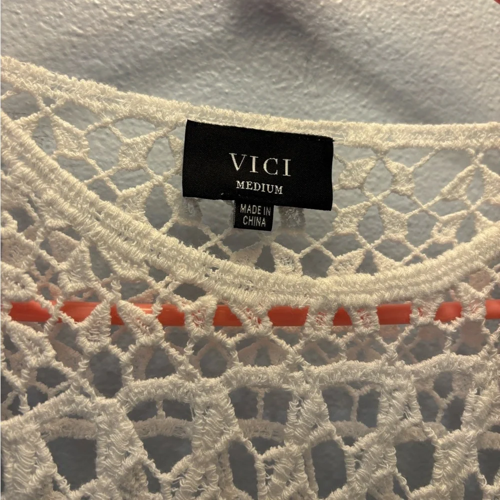 Vici Cream Long Sleeve Crochet Dress - Picture 2 of 5